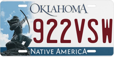 OK license plate 922VSW