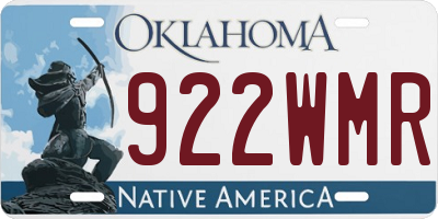 OK license plate 922WMR