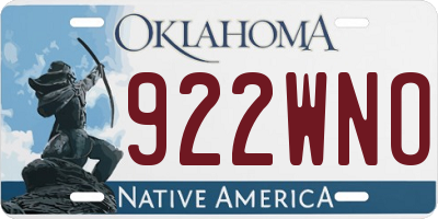 OK license plate 922WNO