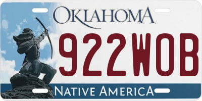 OK license plate 922WOB