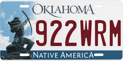 OK license plate 922WRM