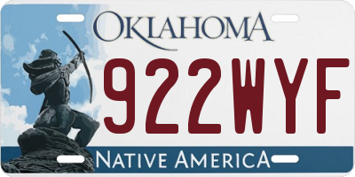OK license plate 922WYF