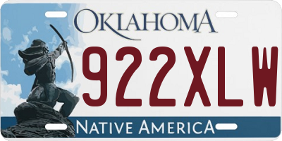 OK license plate 922XLW