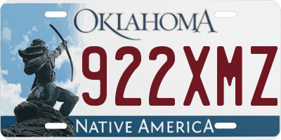 OK license plate 922XMZ