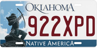 OK license plate 922XPD