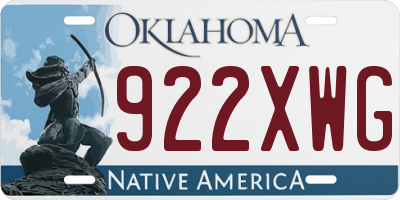 OK license plate 922XWG