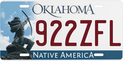 OK license plate 922ZFL