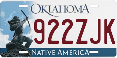 OK license plate 922ZJK