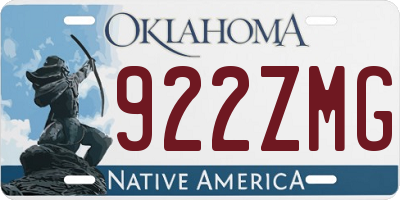 OK license plate 922ZMG