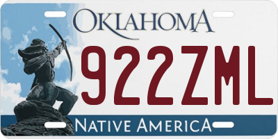 OK license plate 922ZML