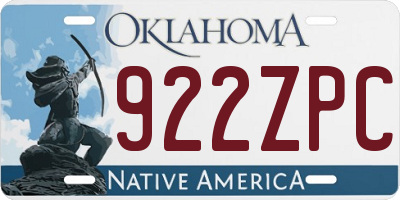 OK license plate 922ZPC