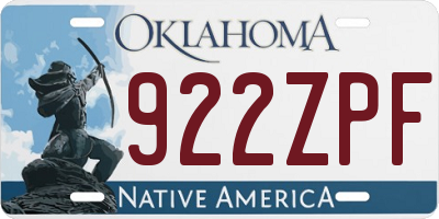 OK license plate 922ZPF