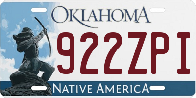 OK license plate 922ZPI