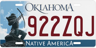 OK license plate 922ZQJ