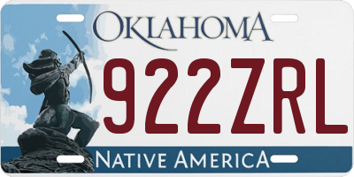 OK license plate 922ZRL