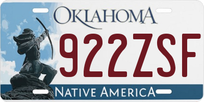 OK license plate 922ZSF