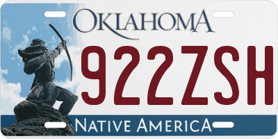 OK license plate 922ZSH