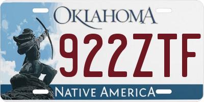 OK license plate 922ZTF