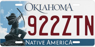OK license plate 922ZTN