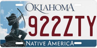 OK license plate 922ZTY