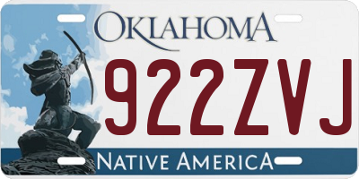 OK license plate 922ZVJ
