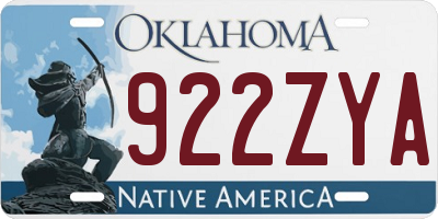 OK license plate 922ZYA