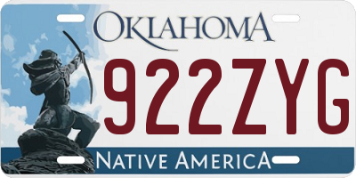 OK license plate 922ZYG