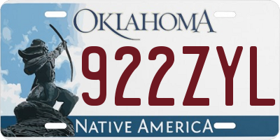 OK license plate 922ZYL