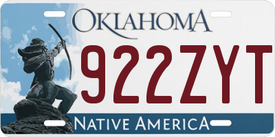 OK license plate 922ZYT