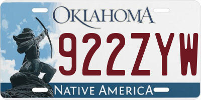 OK license plate 922ZYW