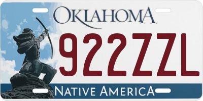OK license plate 922ZZL