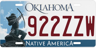 OK license plate 922ZZW