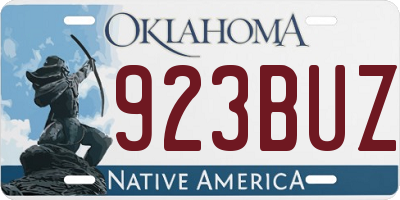 OK license plate 923BUZ