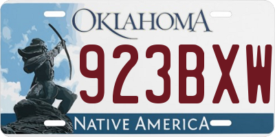 OK license plate 923BXW