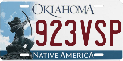 OK license plate 923VSP