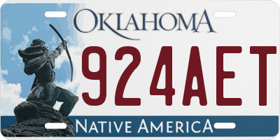OK license plate 924AET