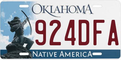 OK license plate 924DFA