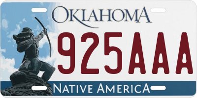 OK license plate 925AAA