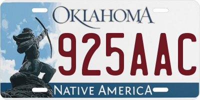 OK license plate 925AAC