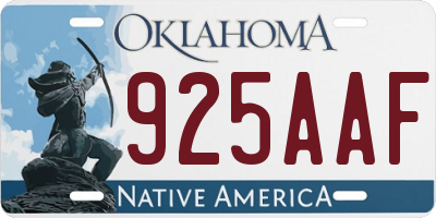 OK license plate 925AAF