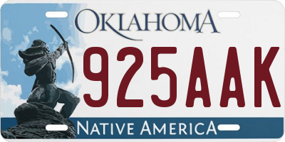 OK license plate 925AAK