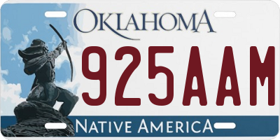 OK license plate 925AAM