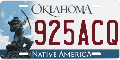 OK license plate 925ACQ