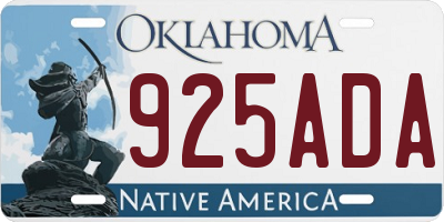 OK license plate 925ADA