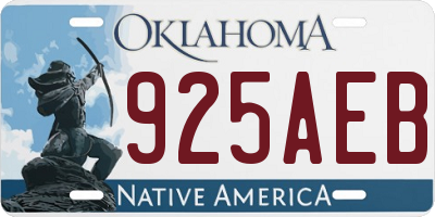 OK license plate 925AEB