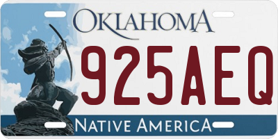 OK license plate 925AEQ