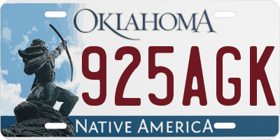 OK license plate 925AGK