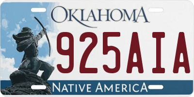 OK license plate 925AIA
