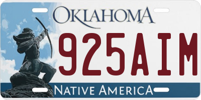 OK license plate 925AIM