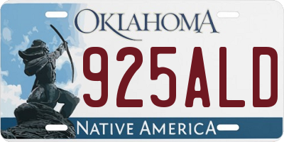 OK license plate 925ALD
